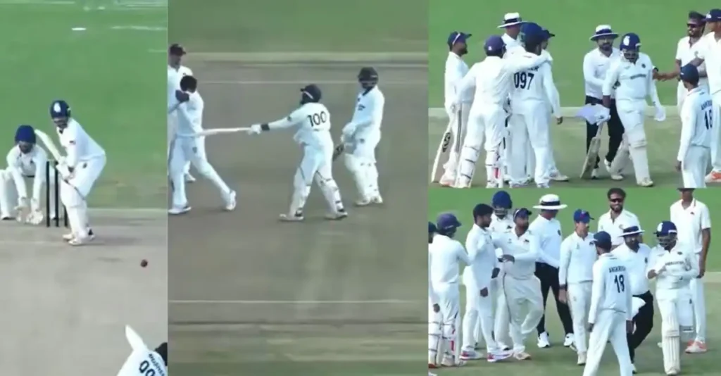 Prithvi Shaw Tries To Hit Musheer Khan With The Bat.webp